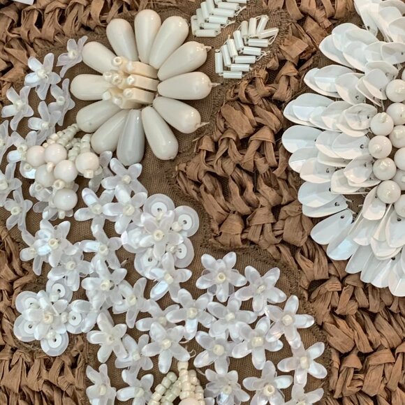 Raffia Bag Beaded Floral NWT - Picture 6 of 12